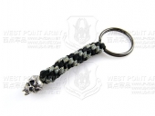 schmuckatellico Fang Key Fob - Pewter on Black & Digi w. Hematite Ring 骷髅钥匙扣