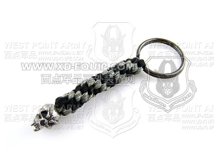 schmuckatellico Fang Key Fob - Pewter on Black & Digi w. Hematite Ring 骷髅钥匙扣