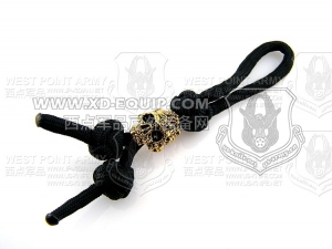 schmuckatellico Mind Gold Plated Skull-Zipper Pull w/Black Paracord 金色骷髅刀坠