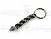 schmuckatellico Grins Key Fob - Pewter on Black & Digi w. Hematite Ring 骷髅钥匙扣