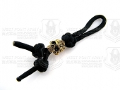 schmuckatellico Mind Gold Plated Skull-Zipper Pull w/Black Paracord 金色骷髅刀坠