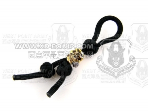 schmuckatellico Rose Gold/Rhodium Plated Skull Zipper Pull w/Black Paracord 金双色骷髅刀坠