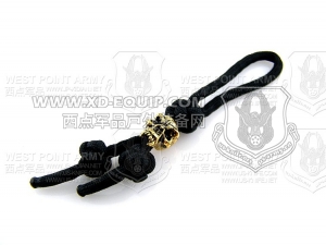 schmuckatellico Fang Gold Skull Zipper Pull w/Black Paracord 金色骷髅刀坠