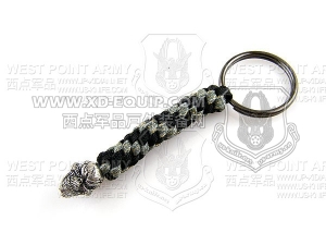 schmuckatellico Grins Key Fob - Pewter on Black & Digi w. Hematite Ring 骷髅钥匙扣