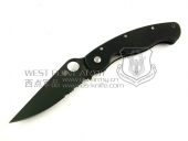 Spyderco 蜘蛛 C36GPSBK Military Black Blade 黑色半锯齿“折”