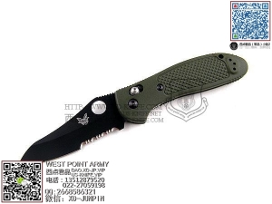 Benchmade 蝴蝶 550SBKHGOD Griptilian® 154Cm钢君绿柄黑刃半齿“折”